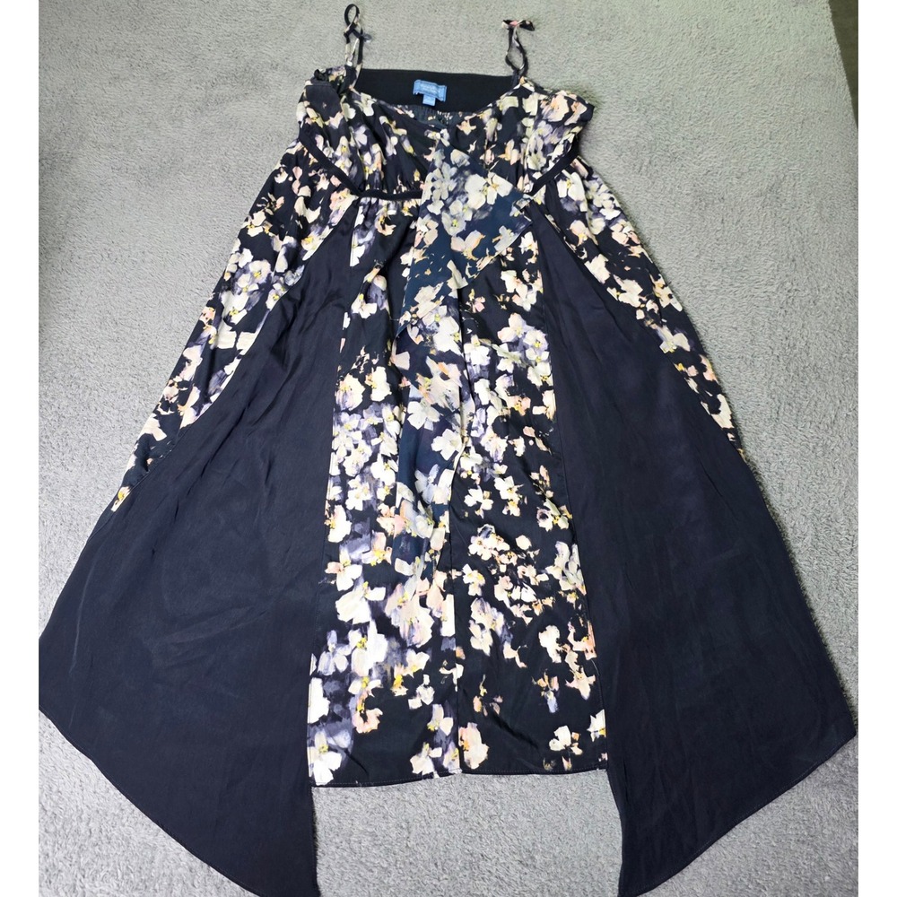 Simply Vera Vera Wang Womens XL Handkerchief Dress Navy Floral Spaghetti Strap